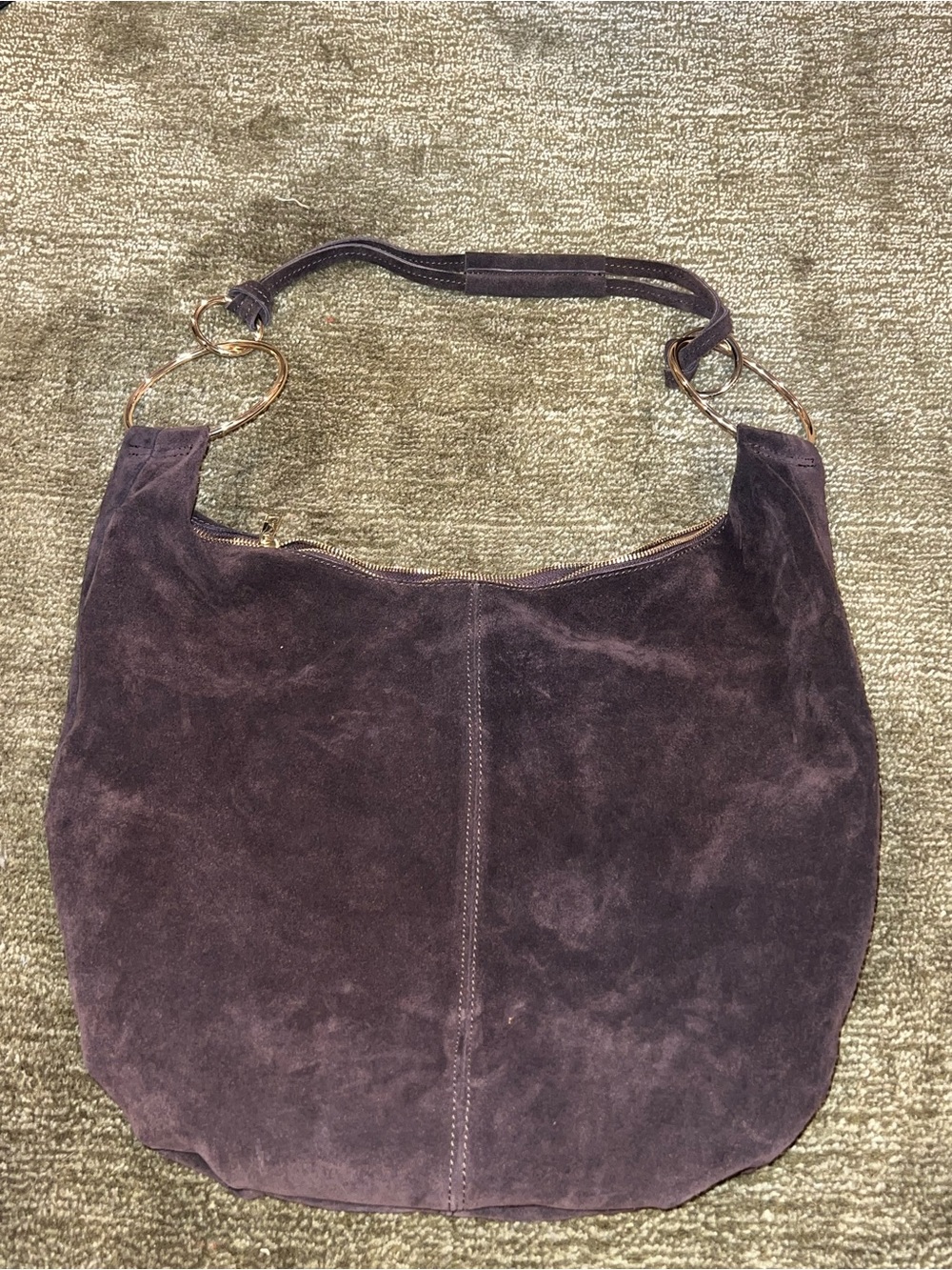Suede Hobo Shoulder Bag in Chocolate brown